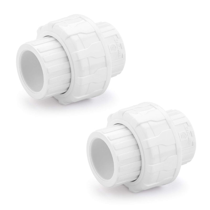 Hydroseal PVC Pipe Fitting, 0.75" Union Jetstream, Pack of 2 Pieces, Schedule 80, White, EPDM O-Ring, Socket x Socket, F1970, SCH80 (3/4") - Image 1